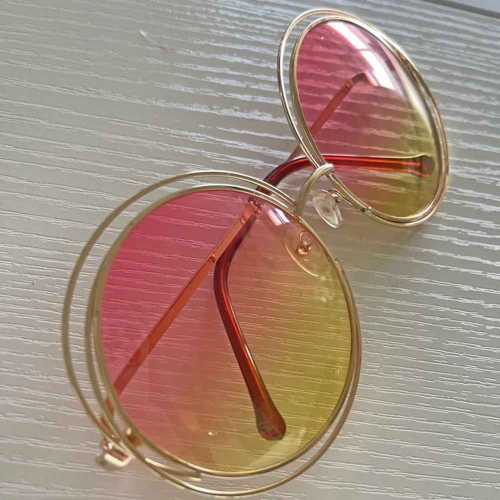 Vintage 60s 70s Round Sunglasses Set Oversized Mod Festival  display picture 1
